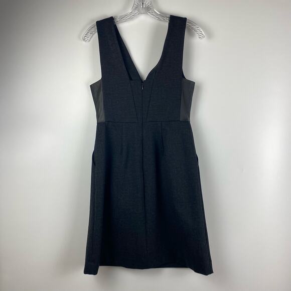 Madewell Ponte V-Neck Dress Leather Charcoal Gray Women’s Size 2 - Picture 8 of 12